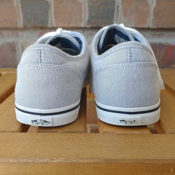 Vans Off The Wall Sneakers Women's Size 10 Lace Striped White Gray Black Shoes - Picture 5 of 10